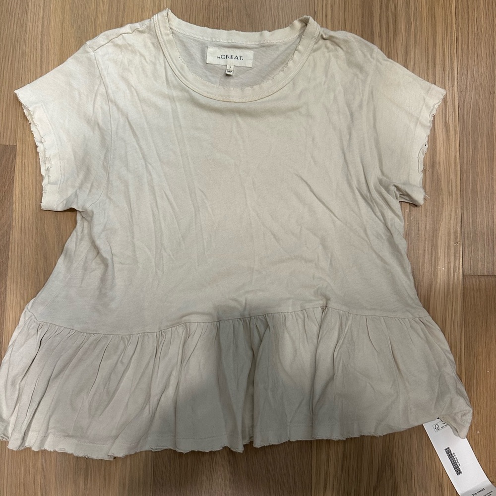The GREAT distressed edge flutter hem tee